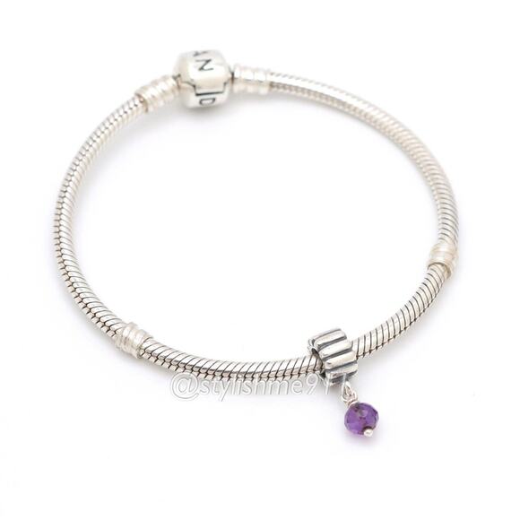 Authentic PANDORA February Amethyst Birthstone Dangle - Picture 5 of 8